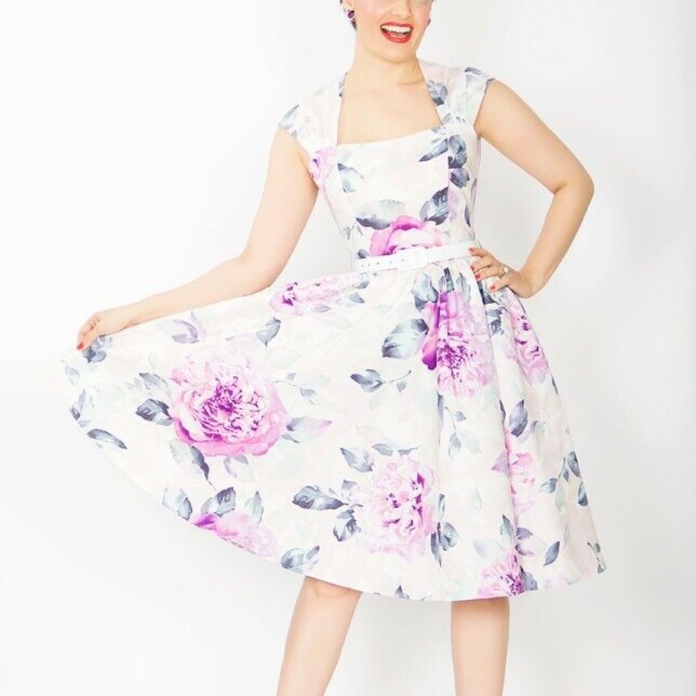 Bernie Dexter Veronique Purple Cabbage Rose Dress